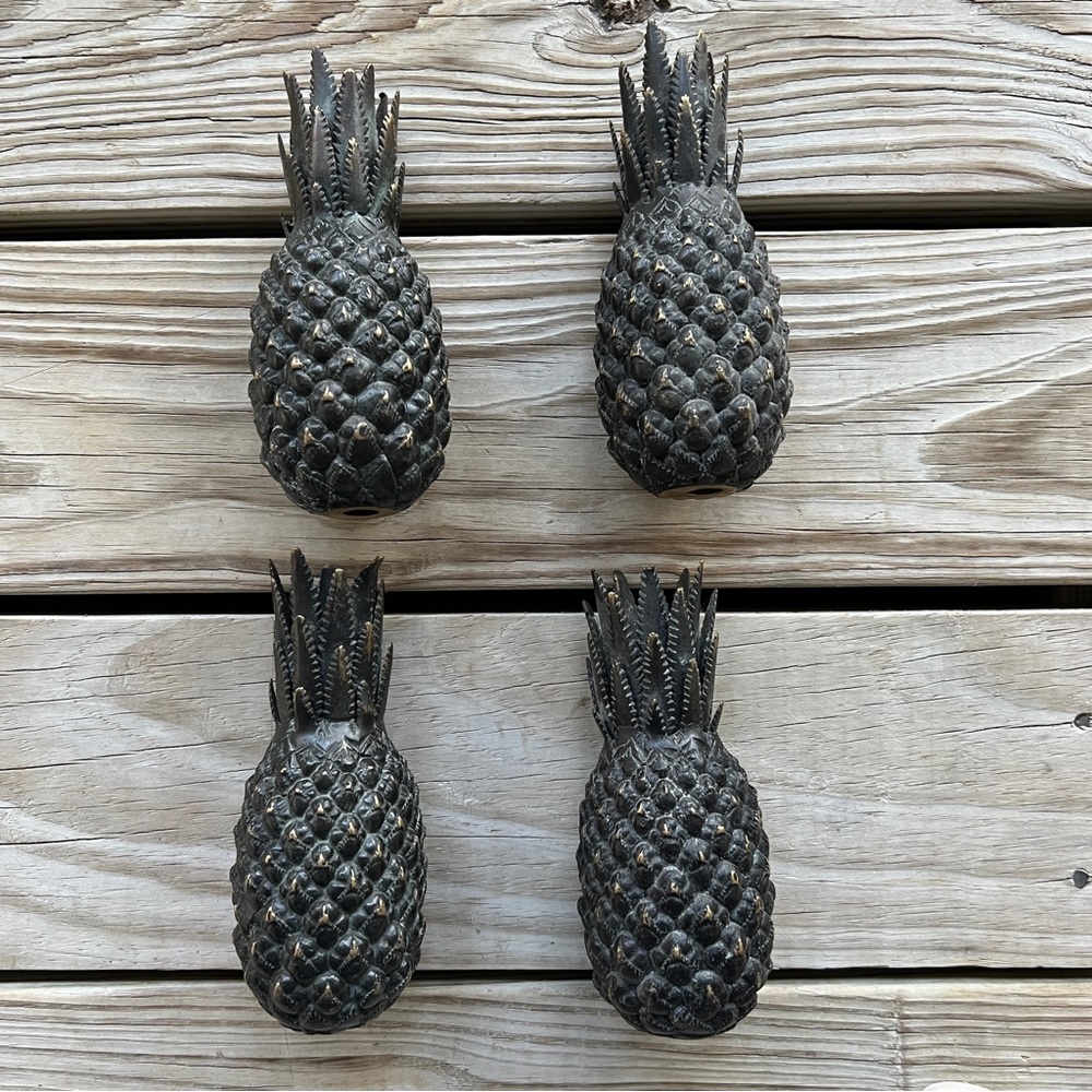 Vintage MCM brass pineapple candlesticks decor midcentury PLEASE READ LISTING
